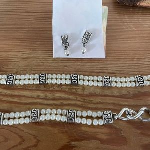 Brighton set Pearl necklace bracelet and earrings